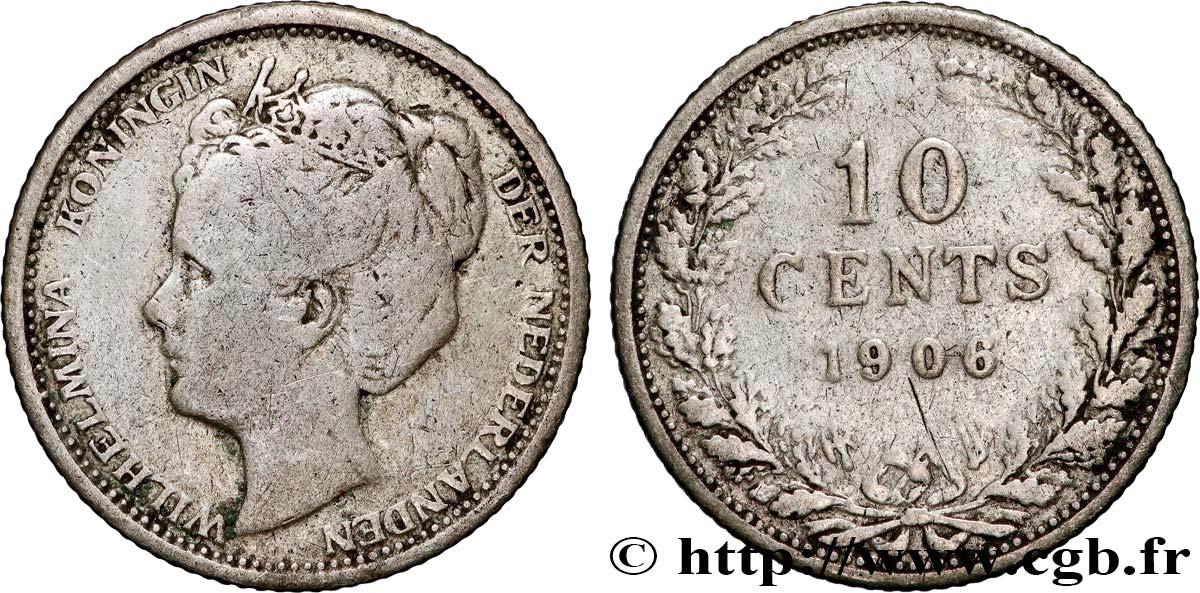 PAíSES BAJOS 10 Cents Reine Wilhelmine 1906 Utrecht BC 