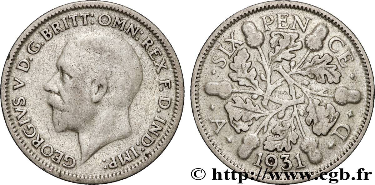 VEREINIGTEN KÖNIGREICH 6 Pence Georges V 1931  fSS 