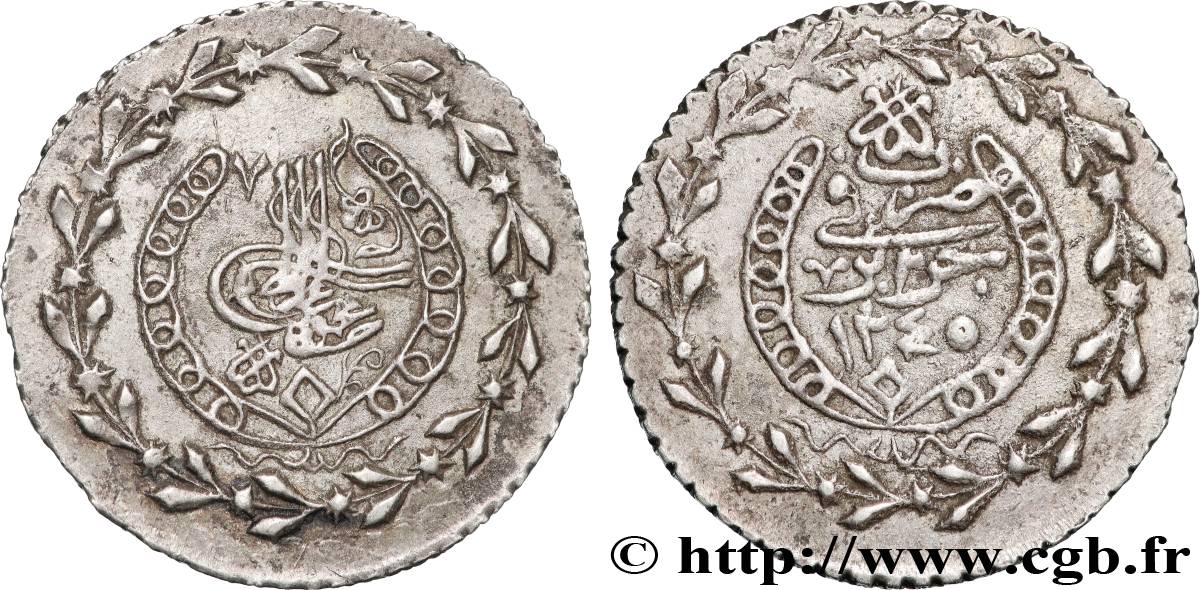 ALGERIA 1/3 Budju au nom de Mahmud II an 1245 1829 Alger XF 