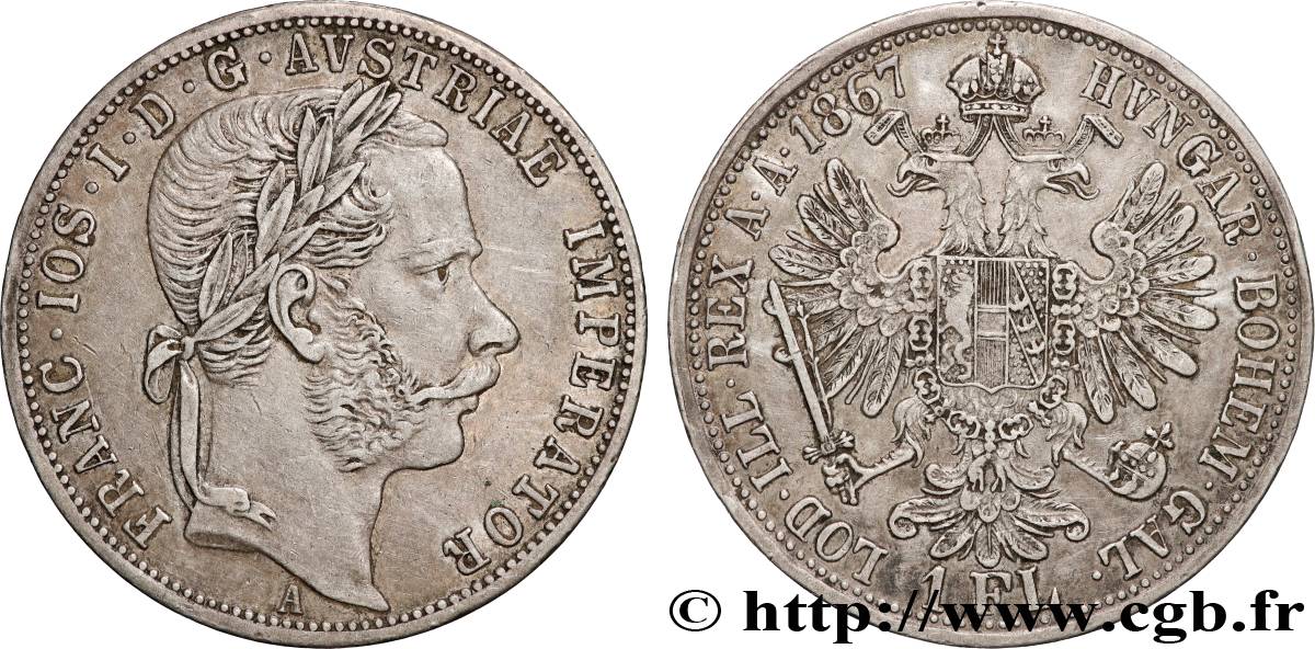 AUSTRIA 1 Florin François-Joseph Ier 1867 Vienne AU 