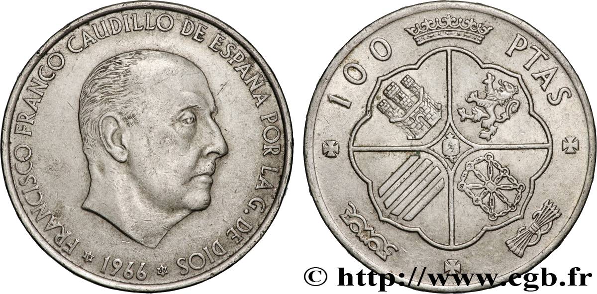 SPAIN 100 Pesetas Francisco Franco (1966 dans les étoiles) 1966  AU 