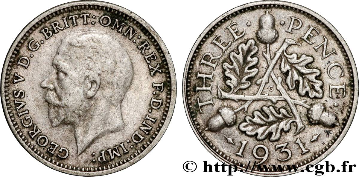 ROYAUME-UNI 3 Pence Georges V 1931 Londres TTB 