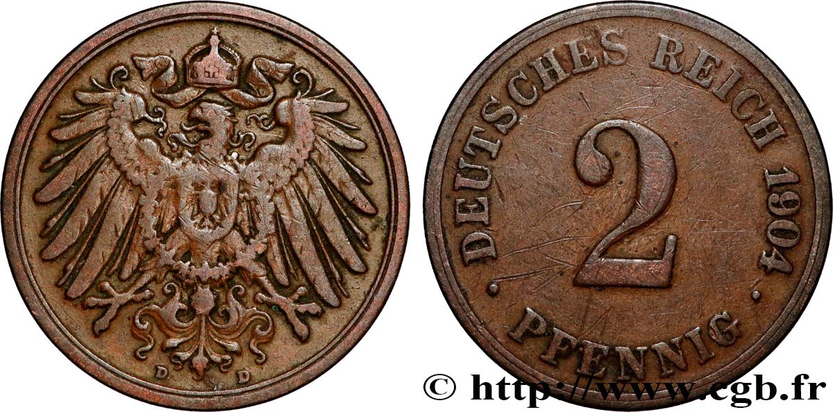 GERMANY 2 Pfennig 1904 Munich XF 