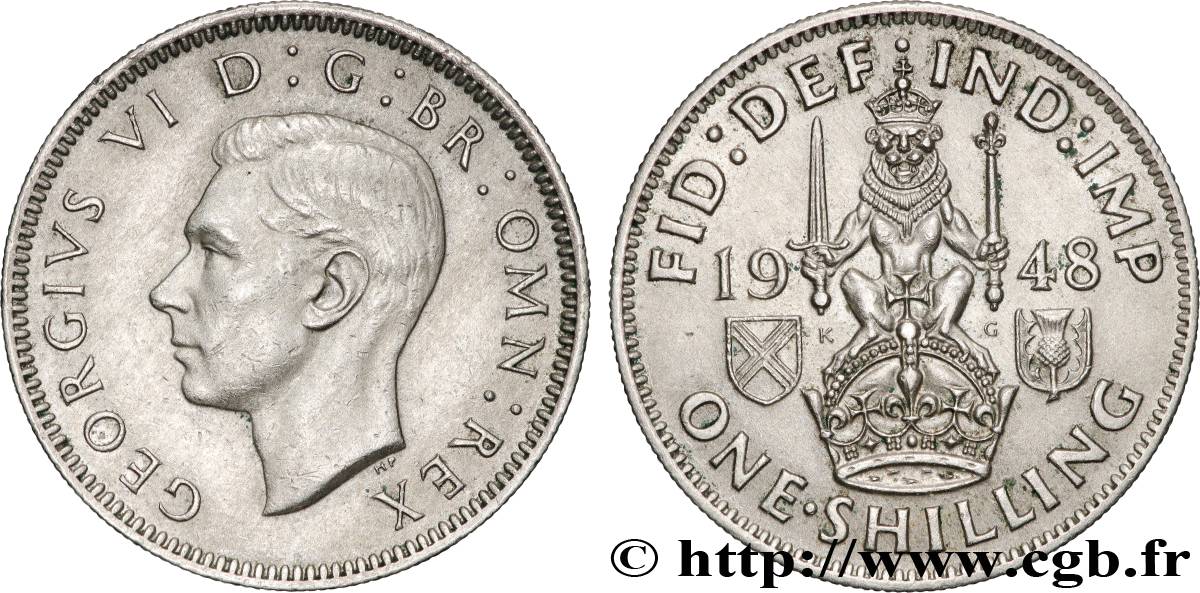 ROYAUME-UNI 1 Shilling Georges VI ‘Scottish reverse’ 1948 Londres TTB 