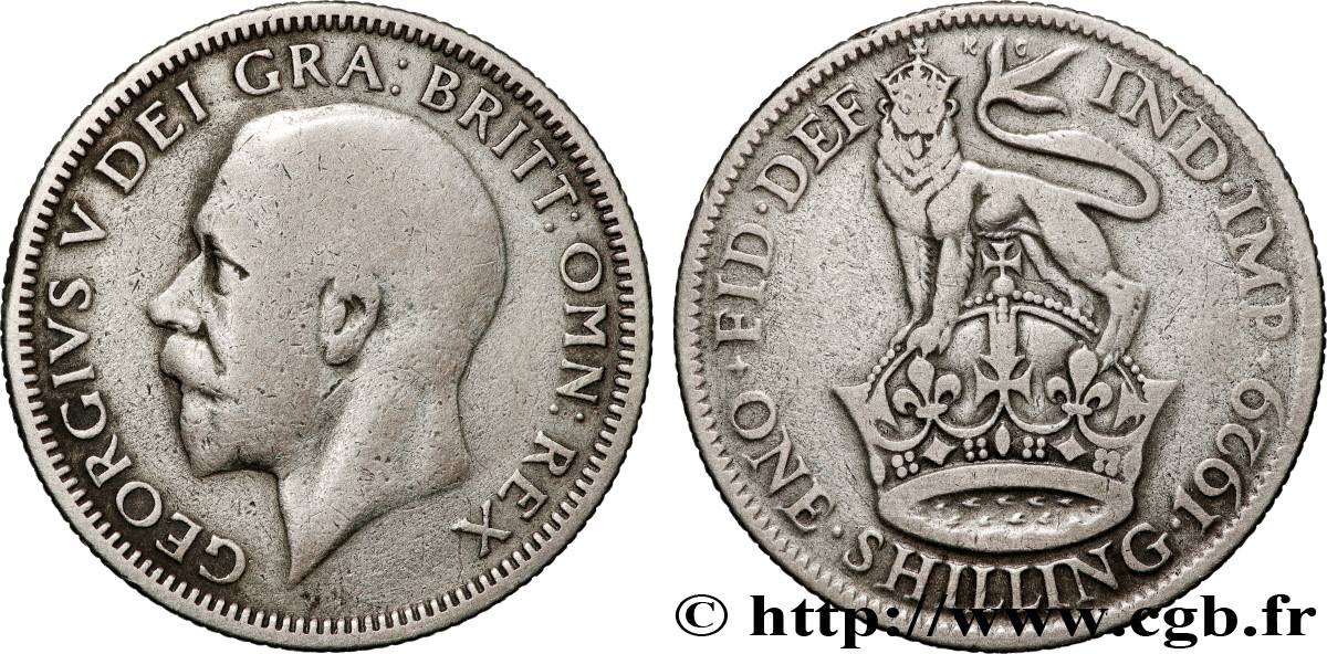 ROYAUME-UNI 1 Shilling Georges V 1929 Londres TB 