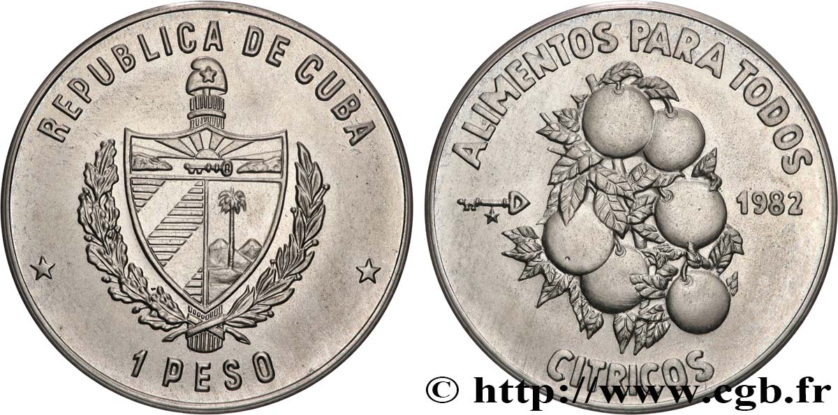 CUBA 1 Peso série FAO 1982 La Havane MS 