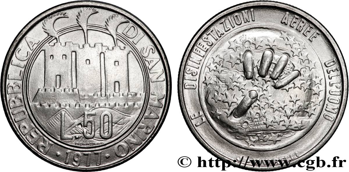 SAINT-MARIN 50 Lire Protection de la Nature 1977 Rome - R SPL 