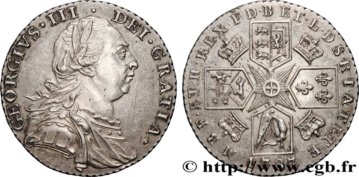 GRANDE-BRETAGNE - GEORGES III 1 Shilling  1787  TTB+ 