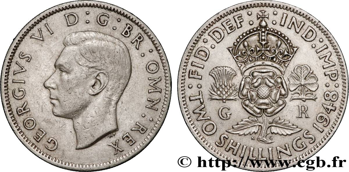 UNITED KINGDOM 2 Shillings Georges VI 1948  XF 