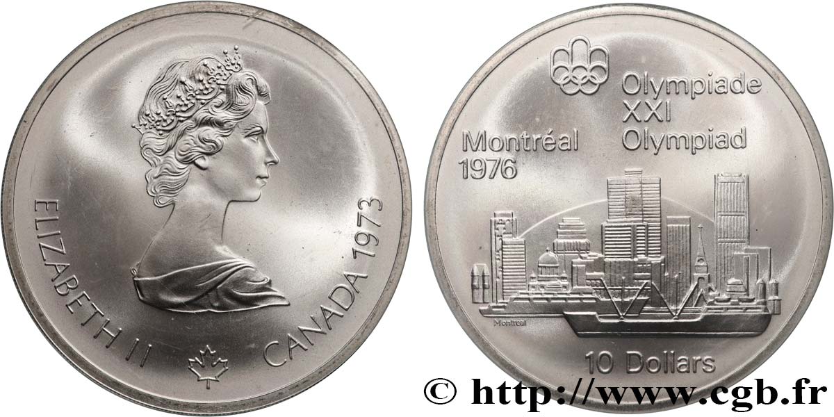 CANADA 10 Dollars JO Montréal 1976 “skyline” de Montréal 1973  MS 