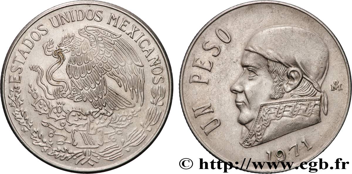 MEXICO 1 Peso Jose Morelos y Pavon 1971 Mexico AU 