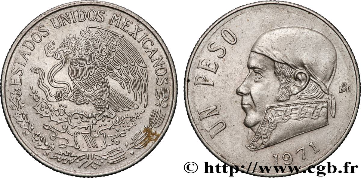 MEXIQUE 1 Peso Jose Morelos y Pavon 1971 Mexico SUP 
