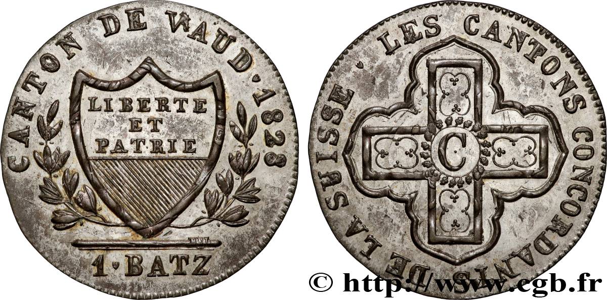 SUIZA - CANTÓN DE VAUD 1 Batzen 1828 Lausanne EBC 