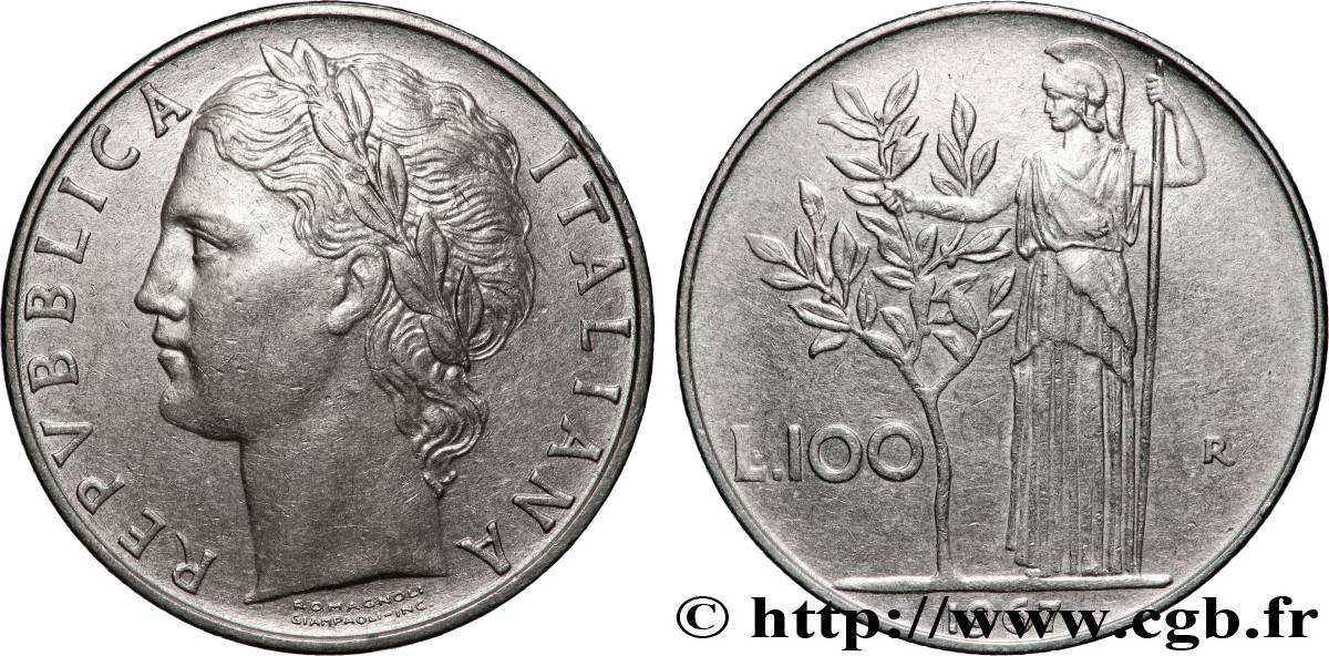 ITALIA 100 Lire 1967 Rome q.SPL 