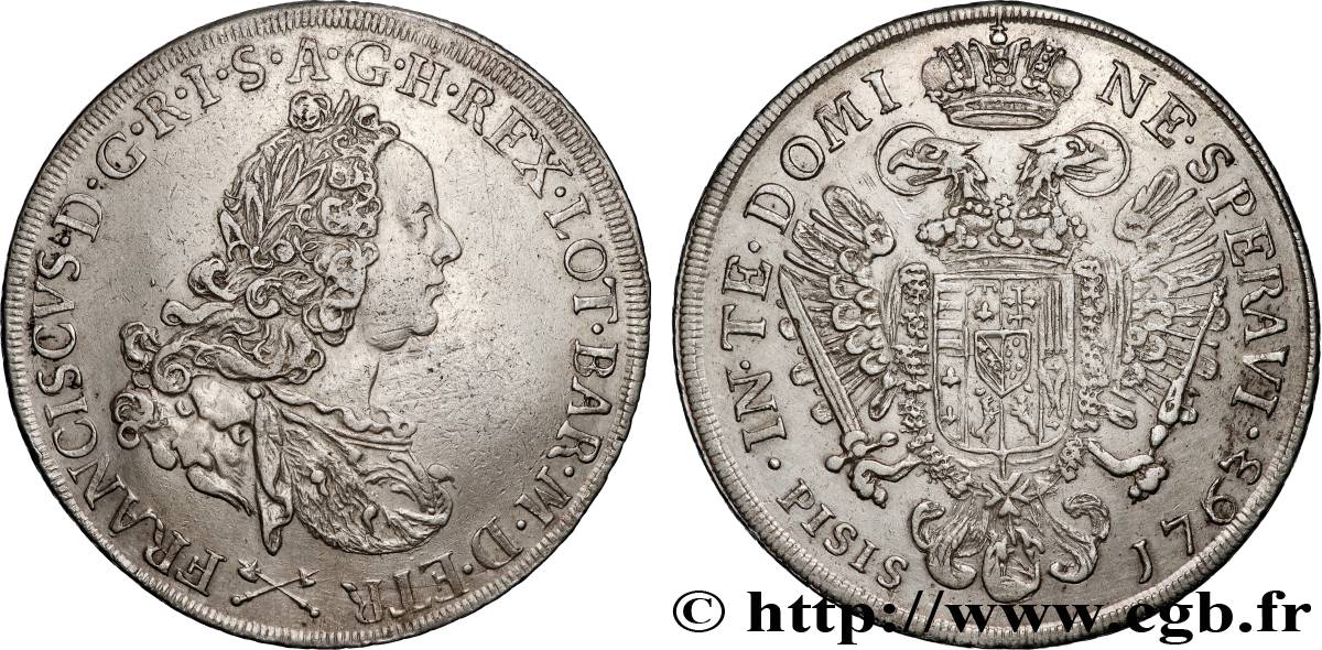 ITALIE - GRAND DUCHÉ DE TOSCANE -FRANCOIS III DE LORRAINE 1 Francescone 1763 Pise TTB+ 