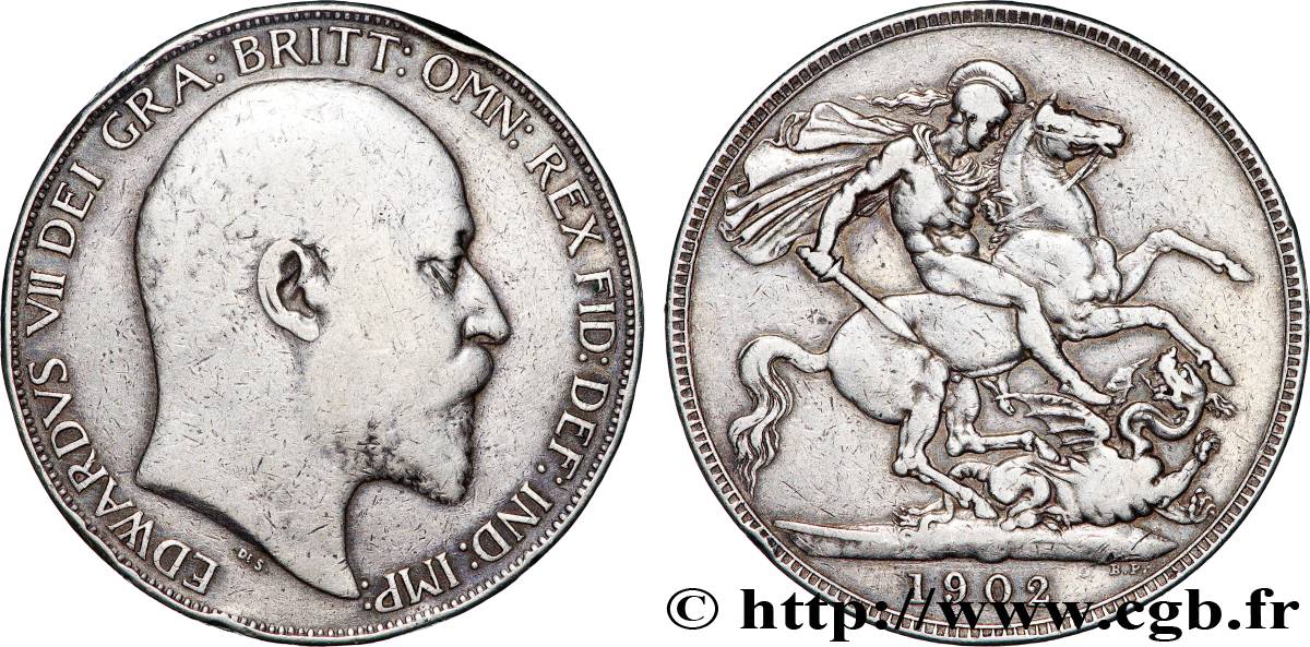 GRANDE-BRETAGNE - ÉDOUARD VII 1 Crown 1902  BC+ 