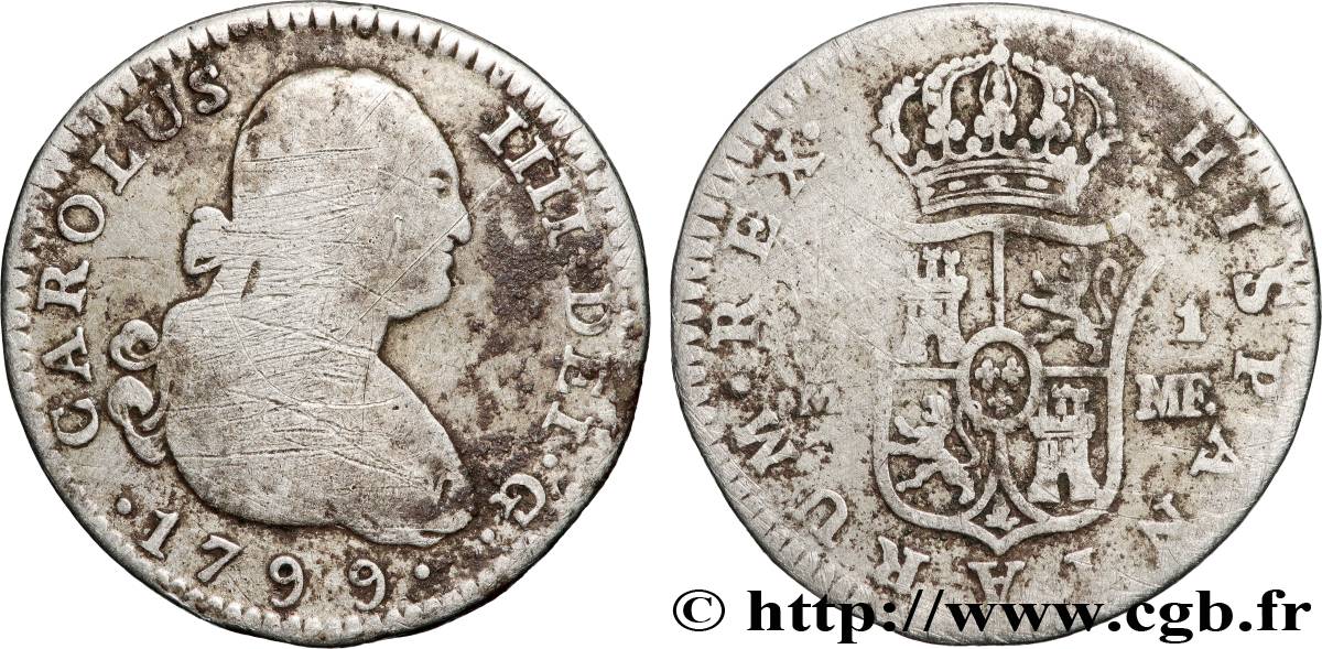 SPAIN 1 Real Charles IV 1796 Madrid VF 