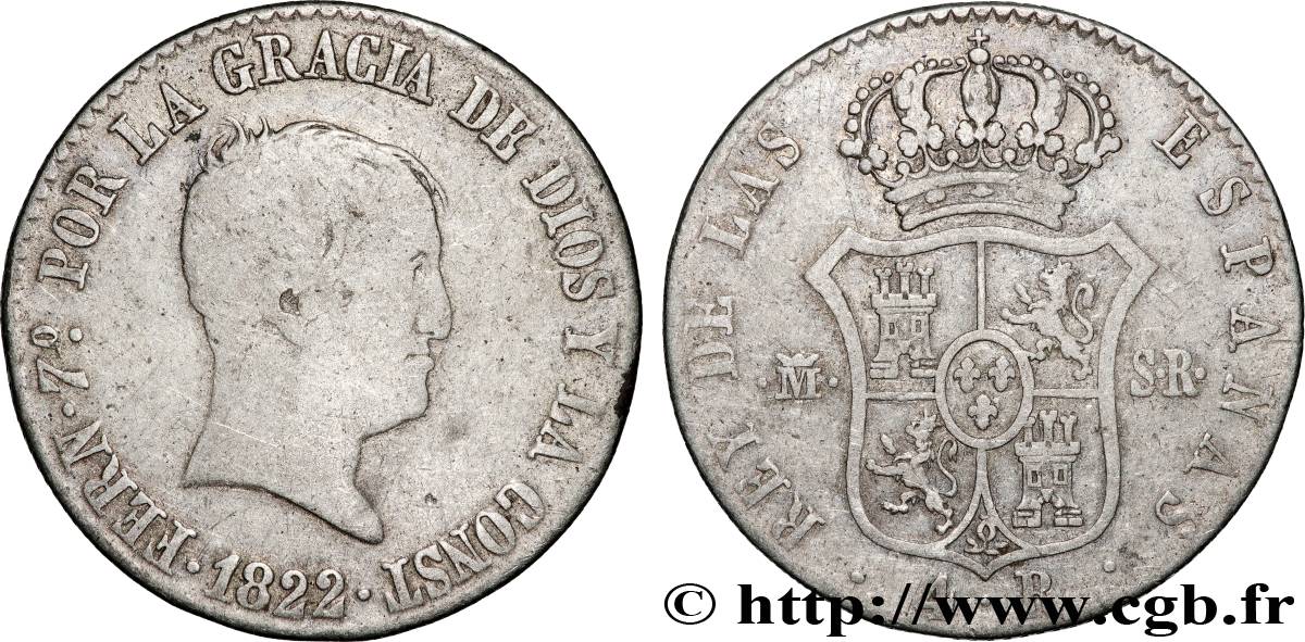 SPAIN 4 Reales Ferdinand VII 1822 Madrid VF 