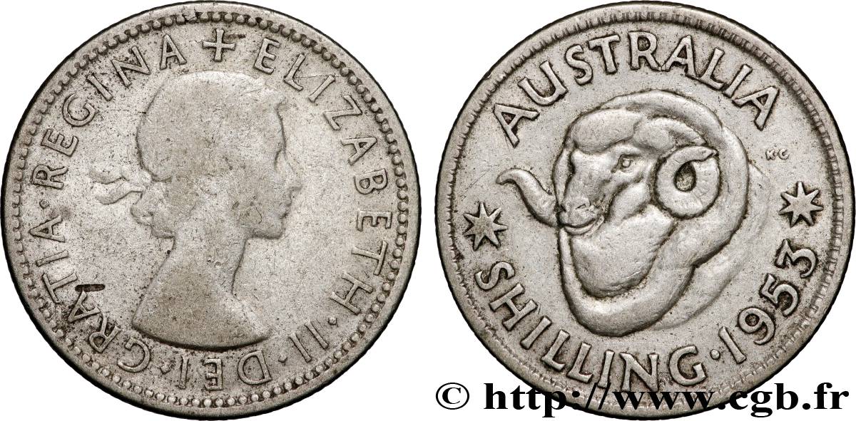 AUSTRALIA 1 Shilling Elisabeth II 1953 Melbourne BC+ 