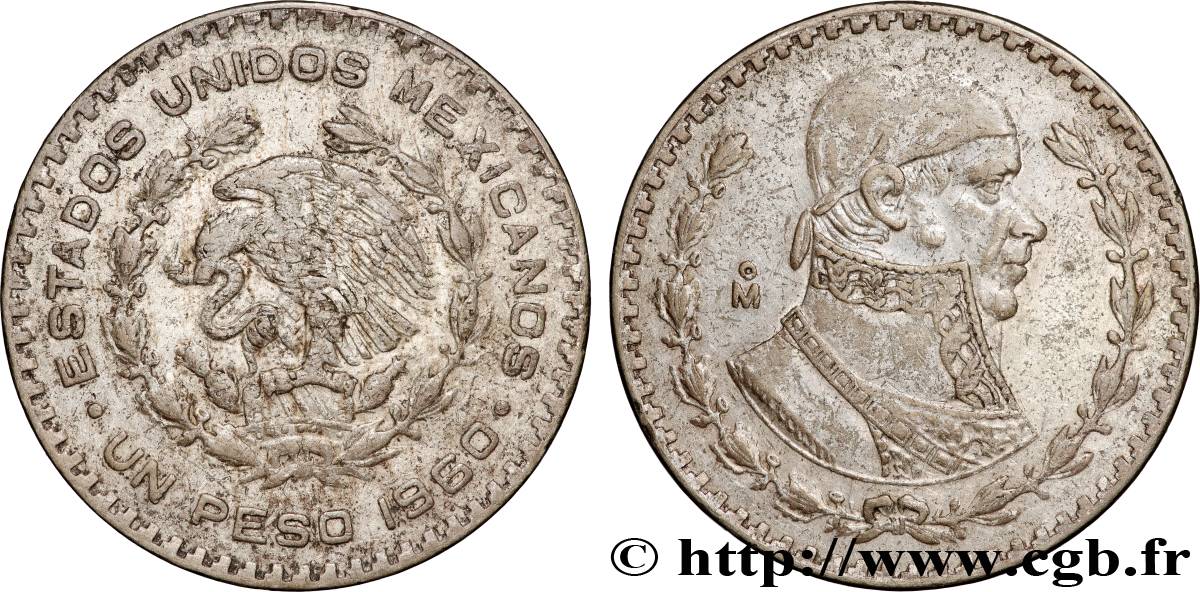 MEXICO 1 Peso Jose Morelos y Pavon 1960 Mexico VF 