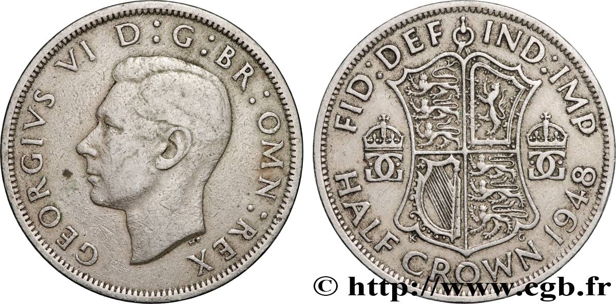 UNITED KINGDOM 1/2 Crown Georges VI 1948 Londres XF 
