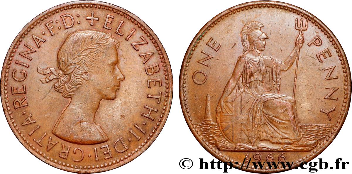 VEREINIGTEN KÖNIGREICH 1 Penny Elisabeth II 1966 Londres fVZ 