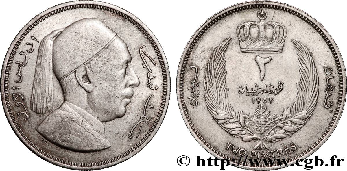 LIBIA 2 Piastres Roi Idris Ier 1952 Londres BB 