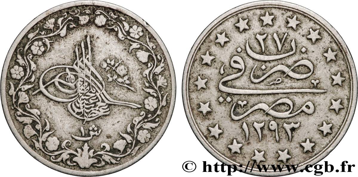 EGYPT 1 Qirsh Abdul Hamid II an 27 AH 1293 1901 Misr XF 