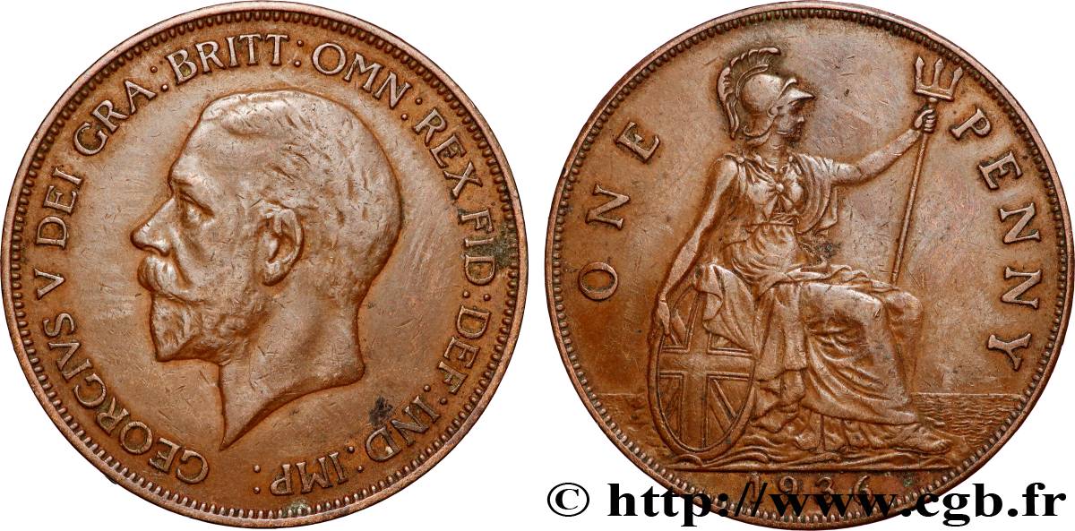 UNITED KINGDOM 1 Penny Georges V 1936 londres XF 