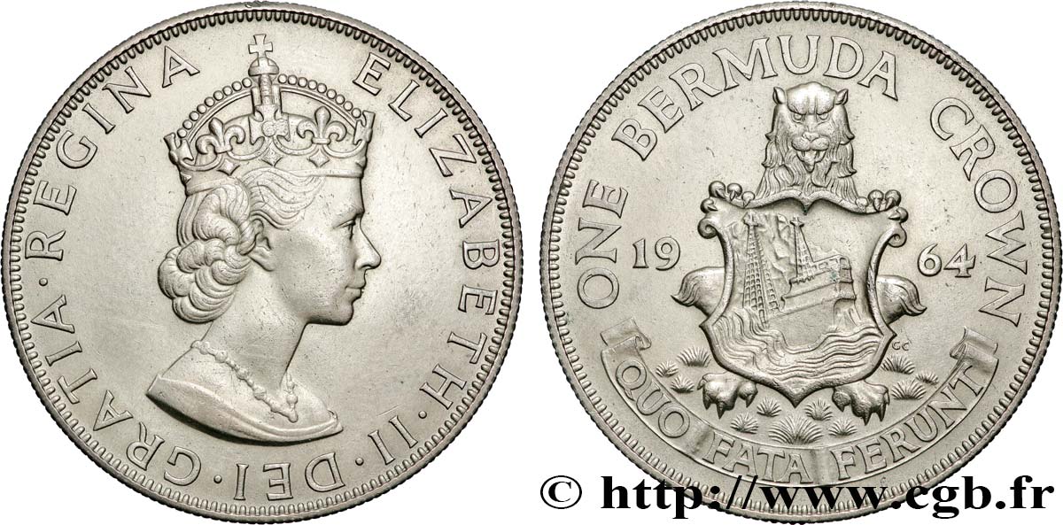 BERMUDA 1 Crown Elisabeth II 1964  SPL 