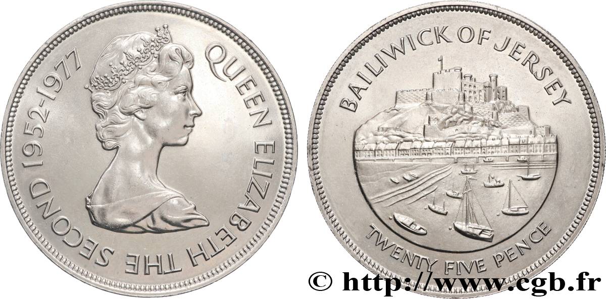 JERSEY 25 Pence Jubilé d’argent d’Elisabeth II 1977  MS 