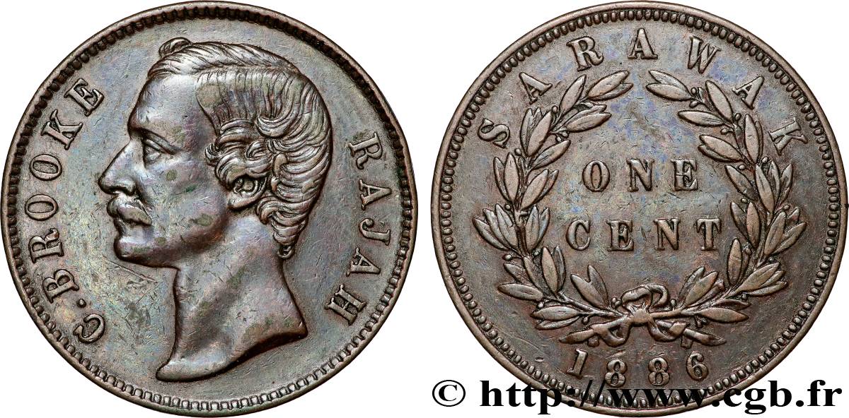 SARAWAK 1 Cent Sarawak Rajah J. Brooke 1886  MBC 