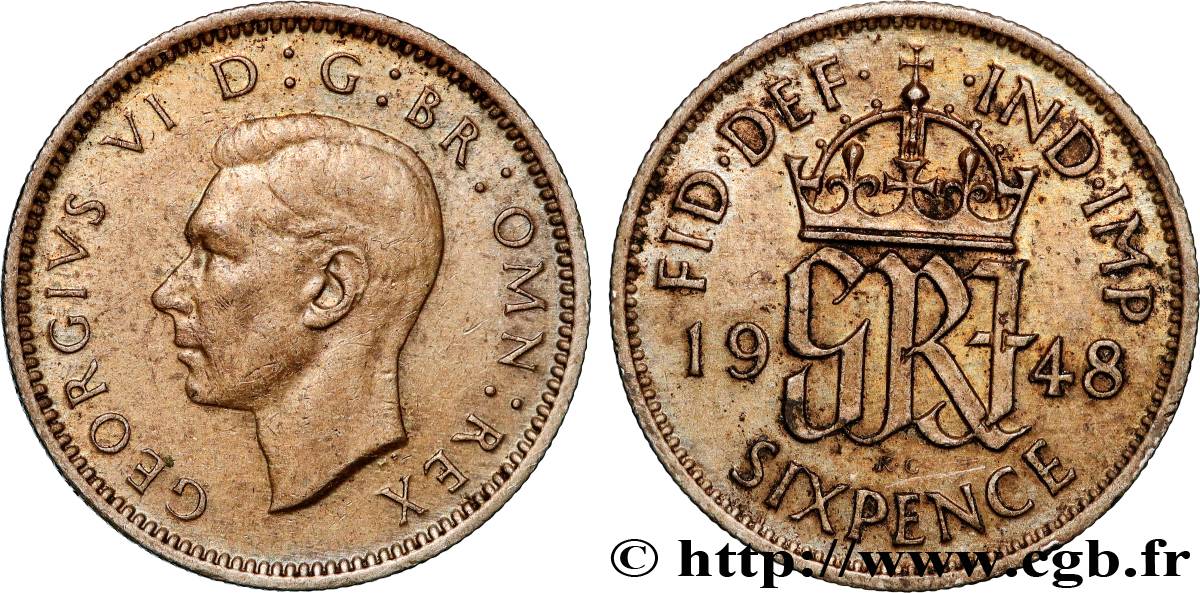 REGNO UNITO 6 Pence Georges VI 1948 Londres BB 
