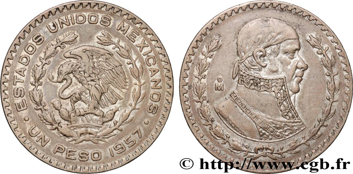 MÉXICO 1 Peso Jose Morelos y Pavon 1957 Mexico MBC 