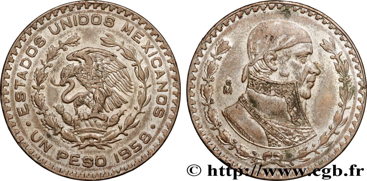 MESSICO 1 Peso Jose Morelos y Pavon 1958 Mexico BB 
