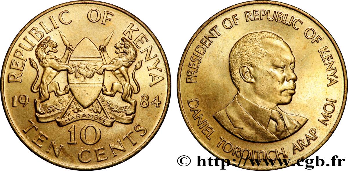 KENYA 10 Cents Daniel Arap Moi 1984 Llantrisant AU 