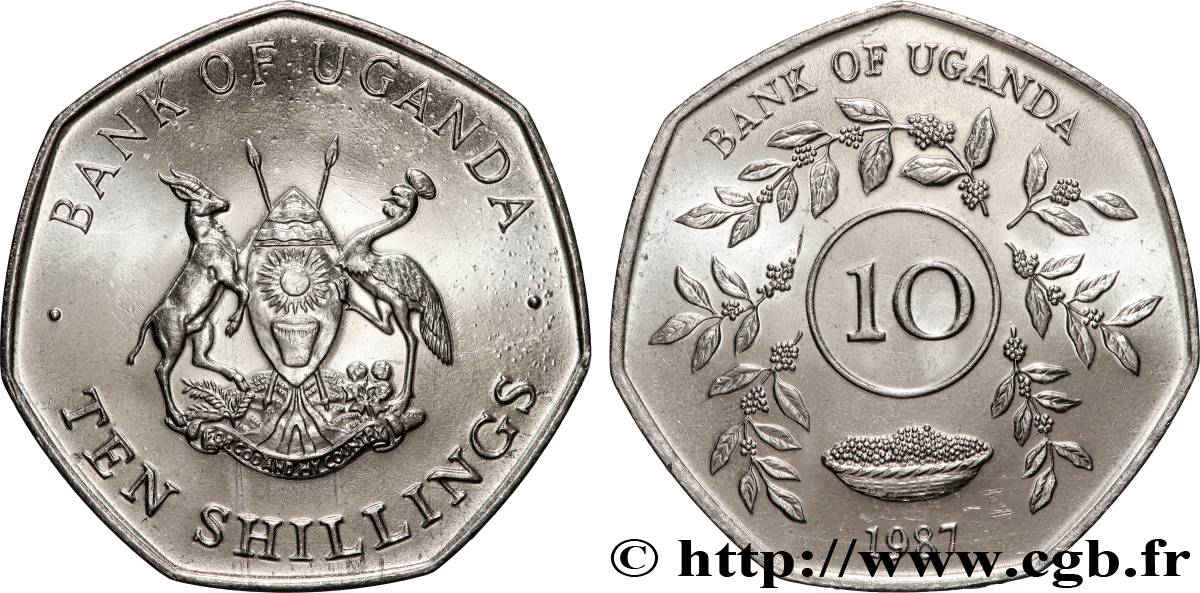 UGANDA 10 Shillings 1987 Llantrisant fST 