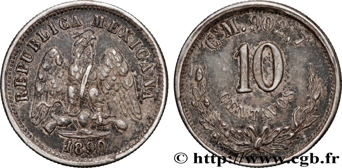 MEXICO 10 Centavos 1890 Culiacan XF 