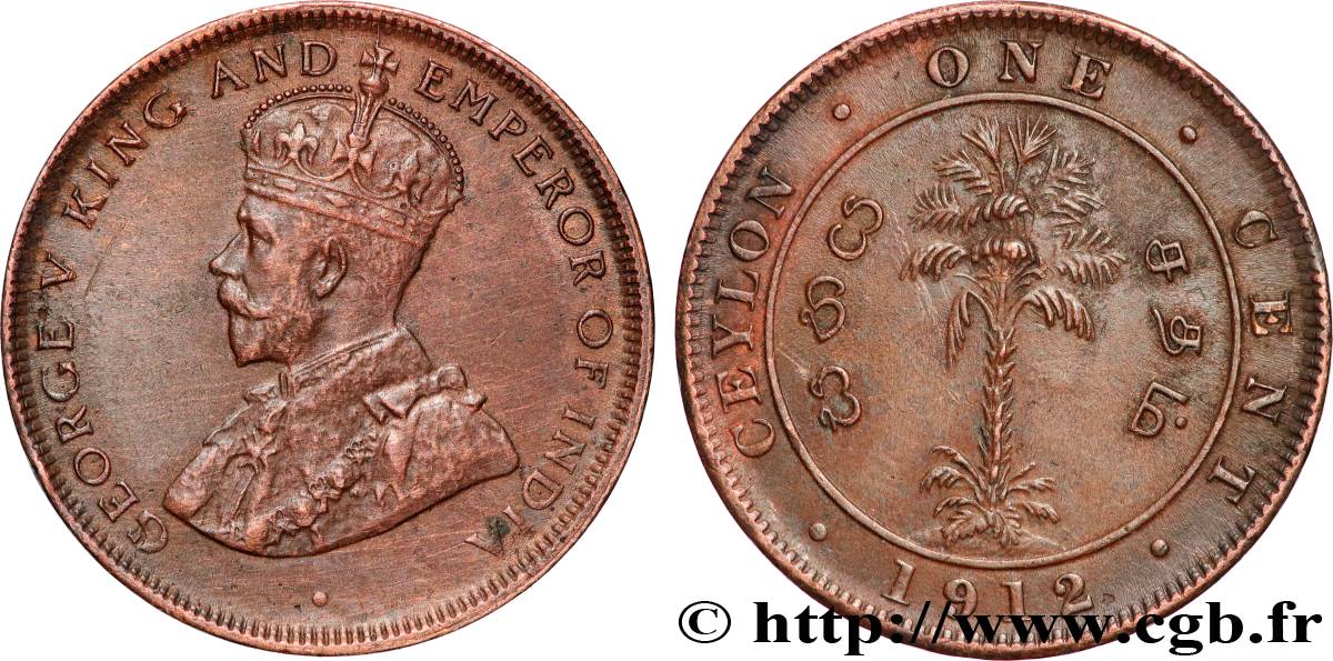 CEYLON 1 Cent Georges V 1912  q.SPL 