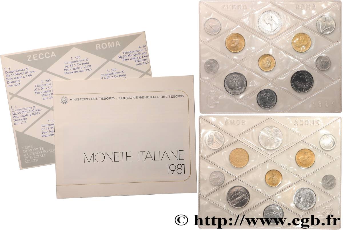 ITALY Série de 11 Monnaies 1981 Rome - R MS 