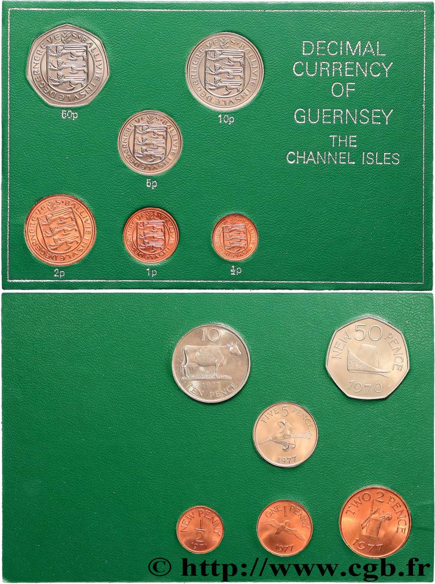 GUERNSEY Série 6 monnaies 1970-1977 Royal Mint SC 