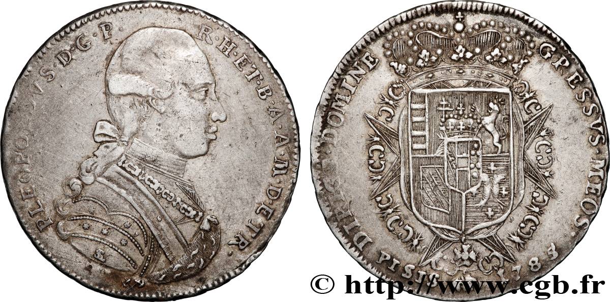 ITALY - GRAND DUCHY OF TUSCANY - PETER-LEOPOLD I OF LORRAINE Francescone d’argent 1785 Florence XF 
