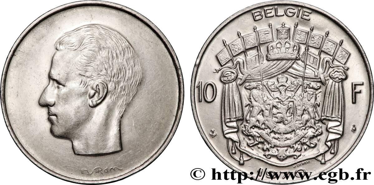 BELGIEN 10 Francs roi Baudouin légende flamande 1970 Bruxelles VZ 