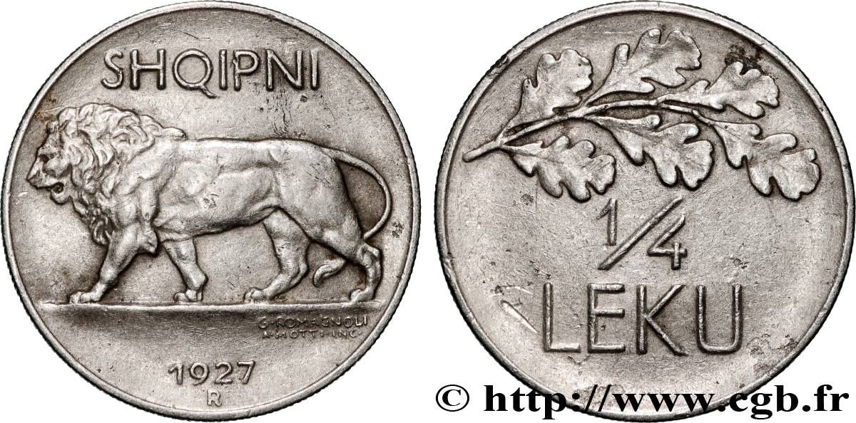 ALBANIA 1/4 Leku lion 1927 Rome - R VF 