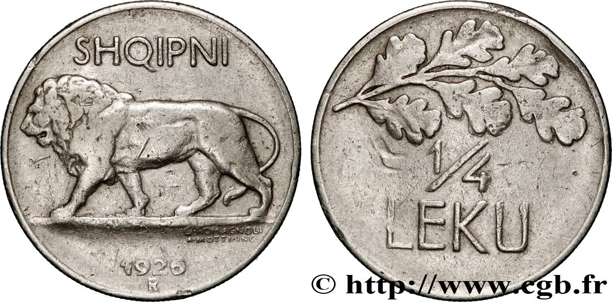 ALBANIA 1/4 Leku lion 1925 Rome - R VF 