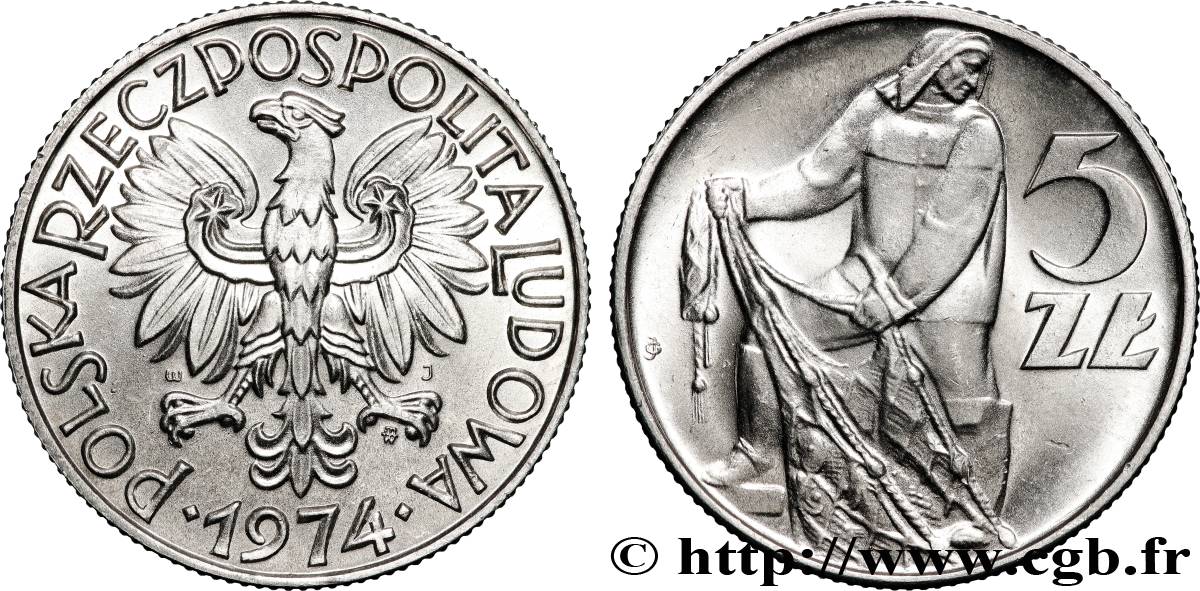 POLEN 5 Zlotych 1974 Varsovie fST 