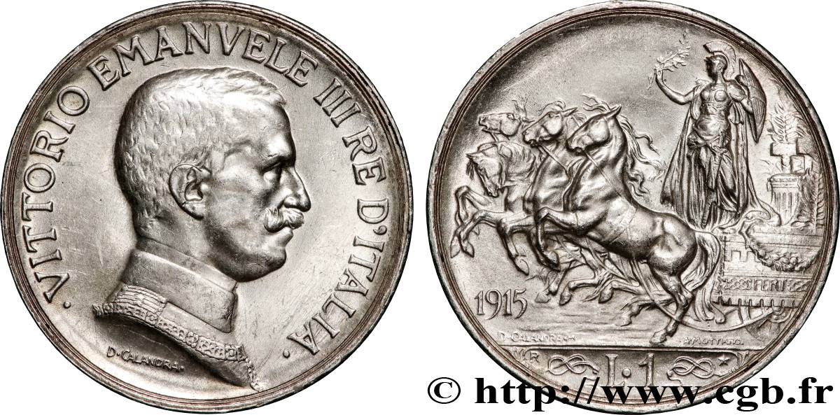 ITALY 1 Lire Victor Emmanuel III 1915 Rome  MS 