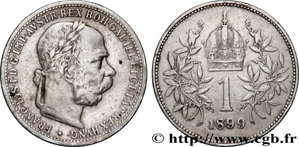 AUTRICHE 1 Corona François-Joseph Ier tête laurée 1899 Vienne TTB 