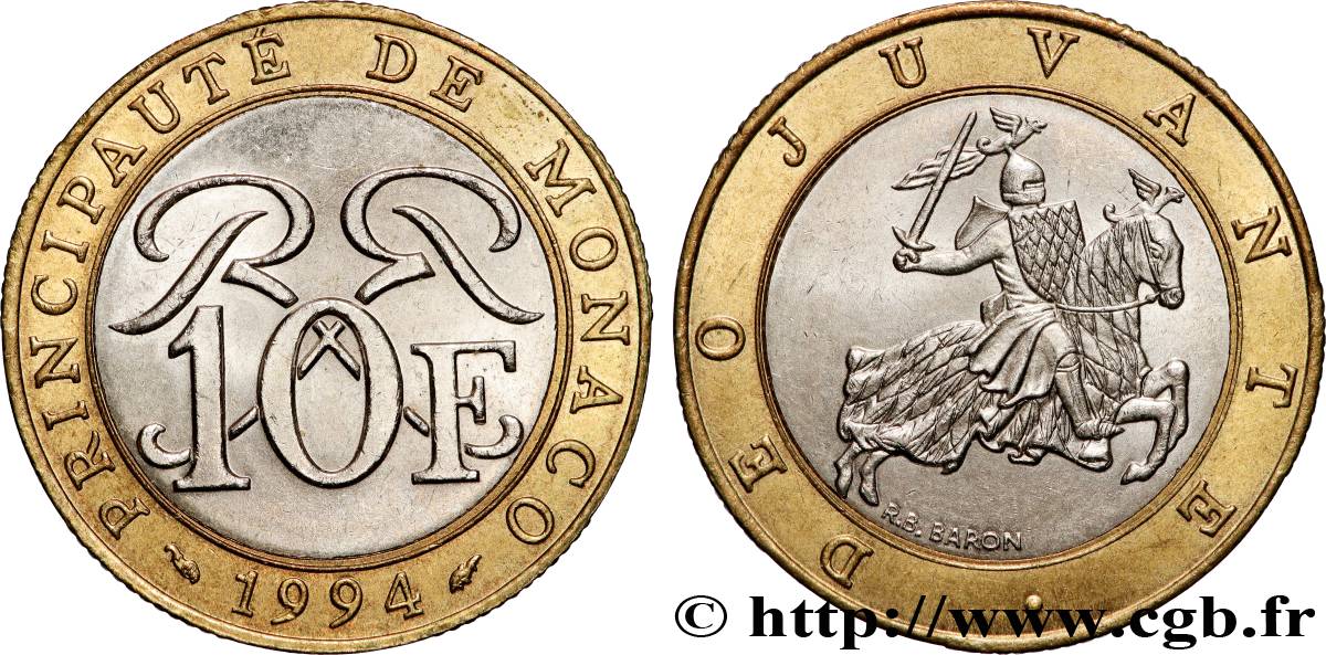 MONACO 10 Francs Rainier III 1994 Paris VZ 