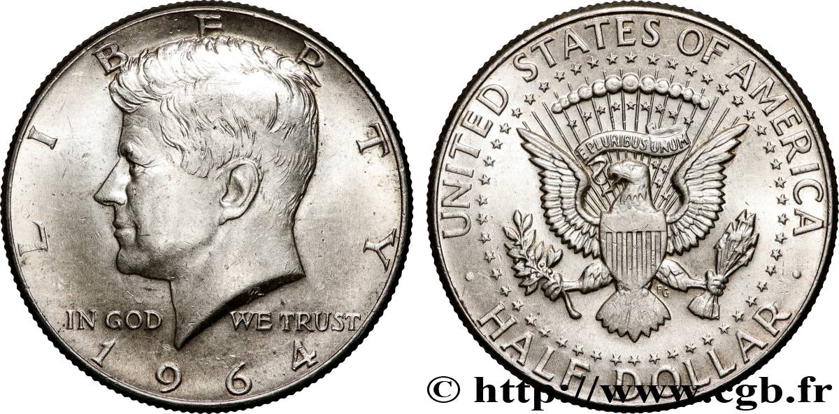 UNITED STATES OF AMERICA 1/2 Dollar Kennedy 1964 Philadelphie AU 